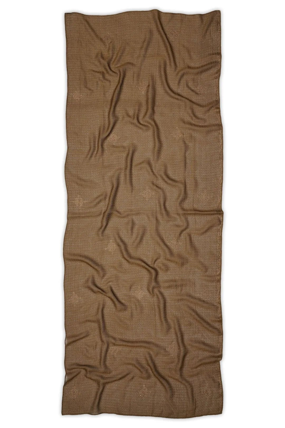 Brown Stole with Textured Fabric and Gold Rhinestones - غاجي والا إكسبورت Gajiwala Export