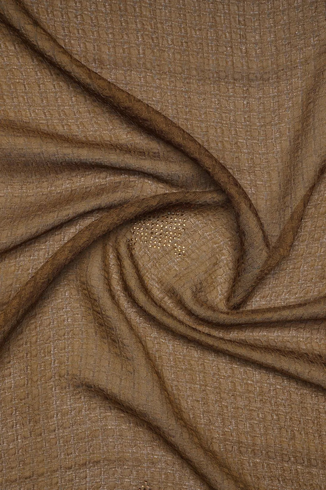 Brown Stole with Textured Fabric and Gold Rhinestones - غاجي والا إكسبورت Gajiwala Export