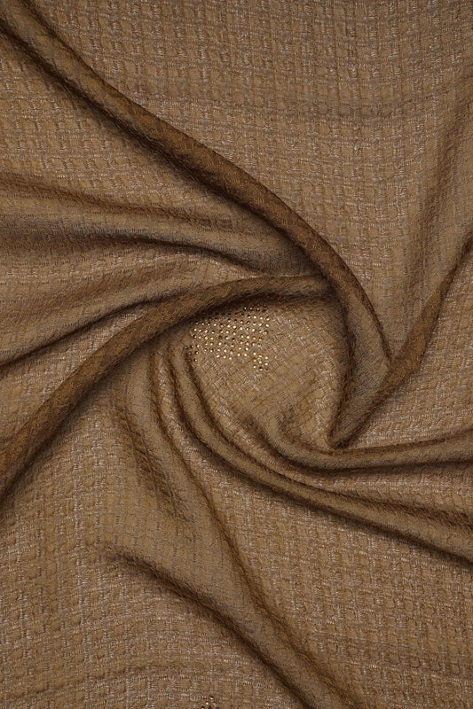 Brown Stole with Textured Fabric and Gold Rhinestones - غاجي والا إكسبورت Gajiwala Export