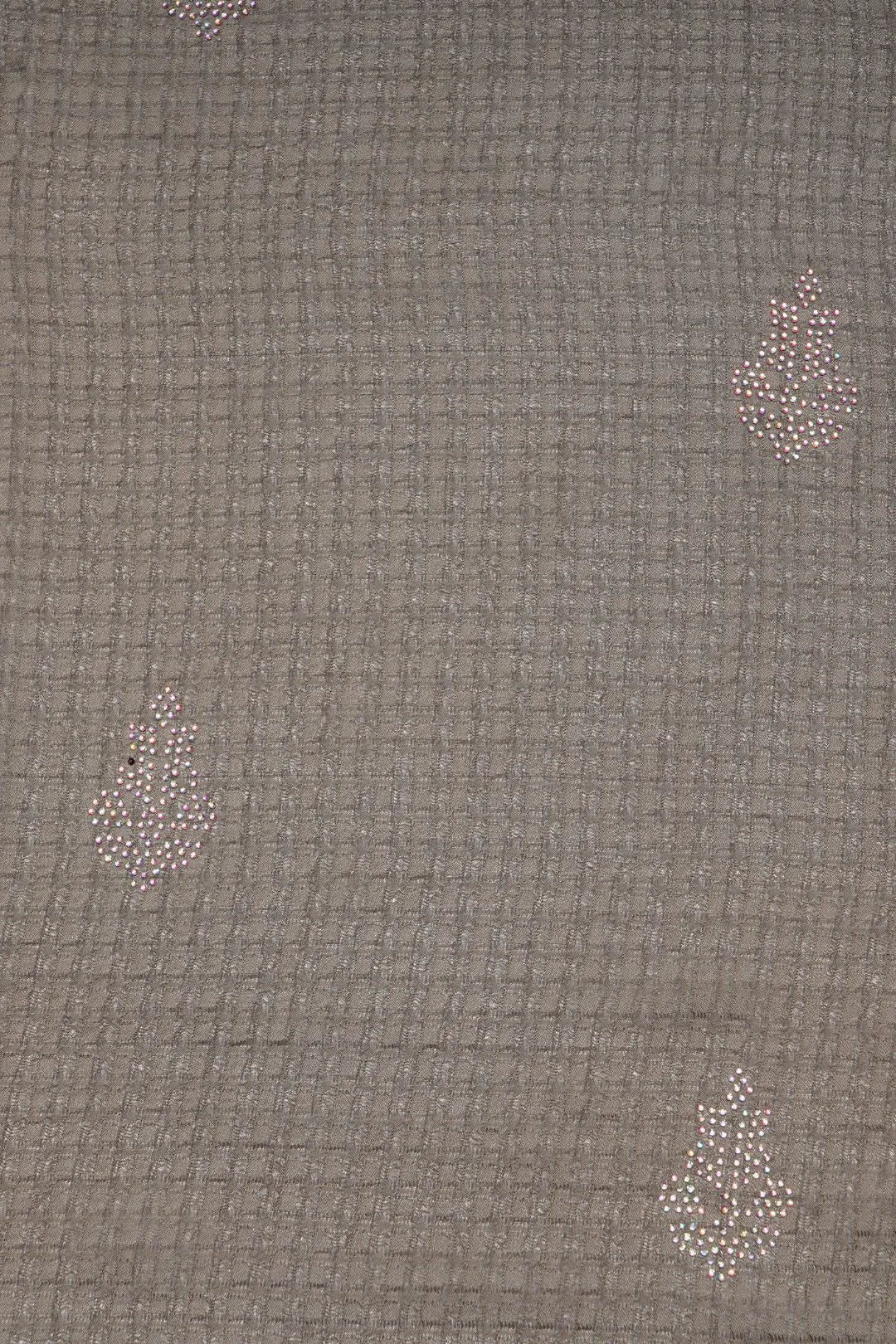 Dusky Taupe Stole with Textured Fabric and Iridescent Star Rhinestones - غاجي والا إكسبورت Gajiwala Export