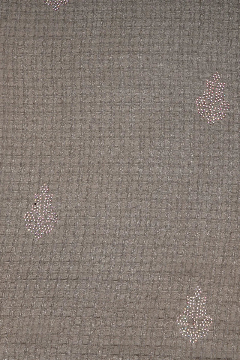 Dusky Taupe Stole with Textured Fabric and Iridescent Star Rhinestones - غاجي والا إكسبورت Gajiwala Export