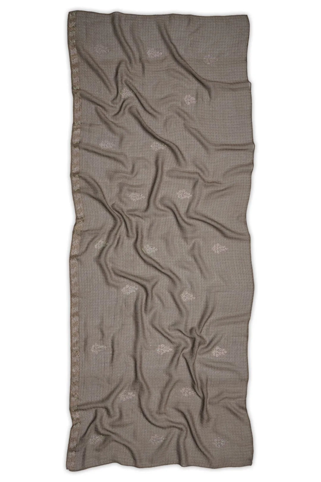 Dusky Taupe Stole with Textured Fabric and Iridescent Star Rhinestones - غاجي والا إكسبورت Gajiwala Export