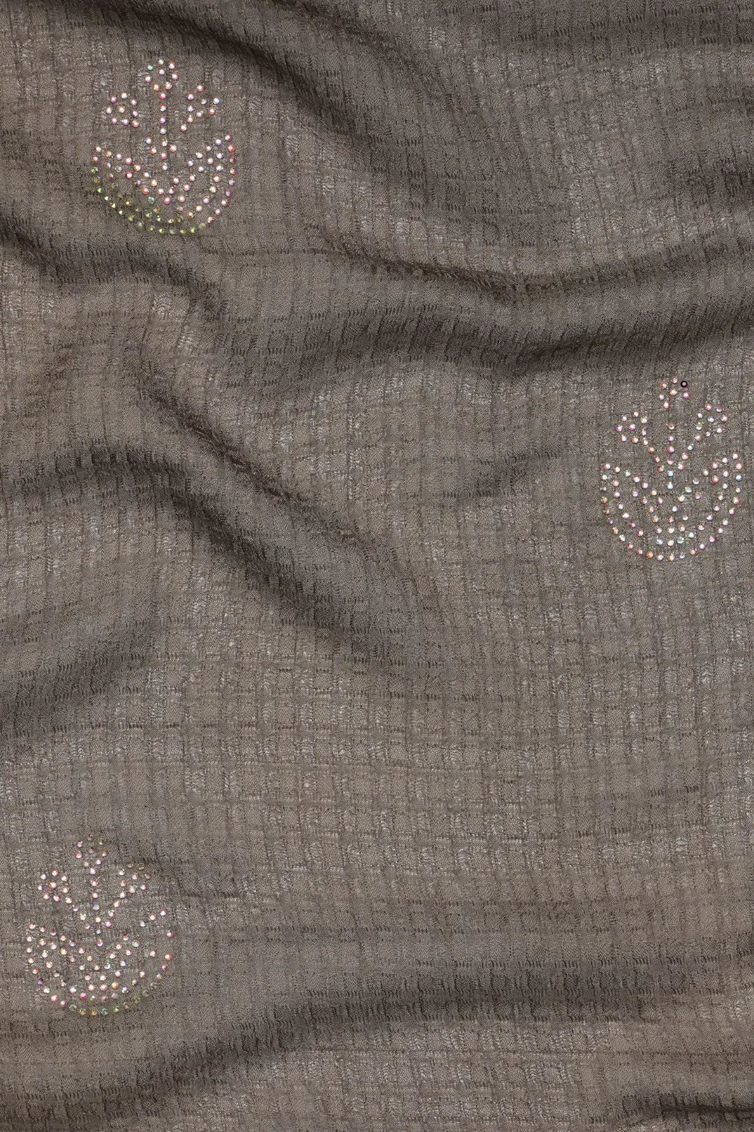 Textured Stole with Iridescent Teardrop Rhinestone Motif - غاجي والا إكسبورت Gajiwala Export