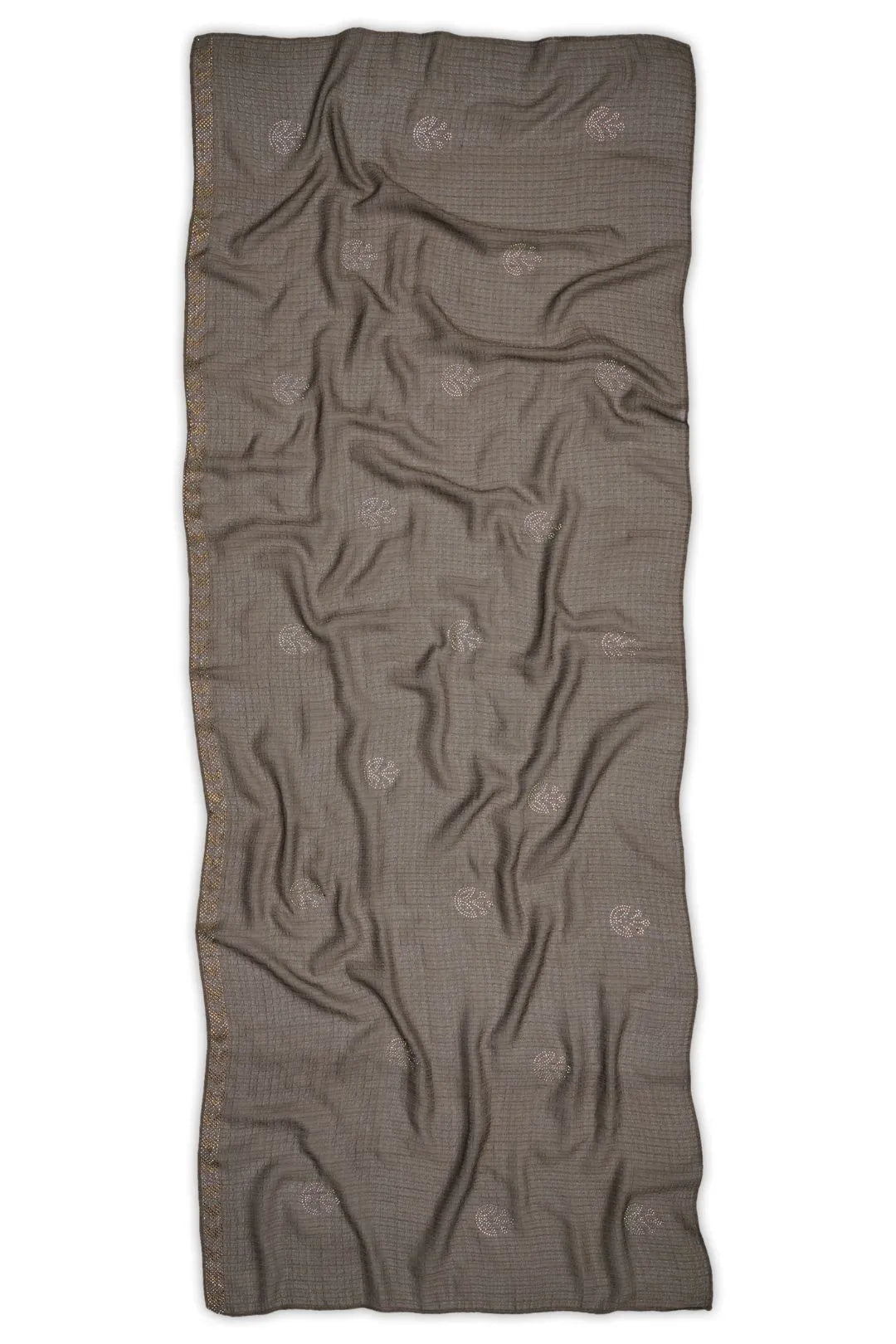 Textured Stole with Iridescent Teardrop Rhinestone Motif - غاجي والا إكسبورت Gajiwala Export