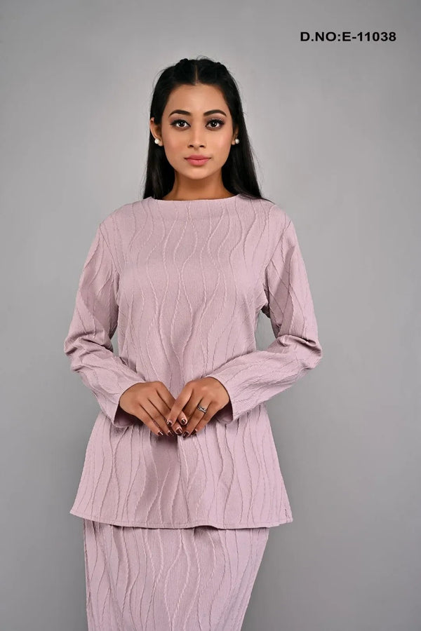 Textured Wave Pleat Modest Baju Kurung Set - غاجي والا إكسبورت Gajiwala Export