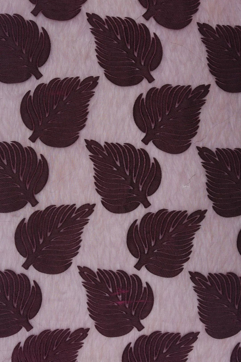 Mesh Fabric with Metallic Leaf Appliqué - غاجي والا إكسبورت Gajiwala Export