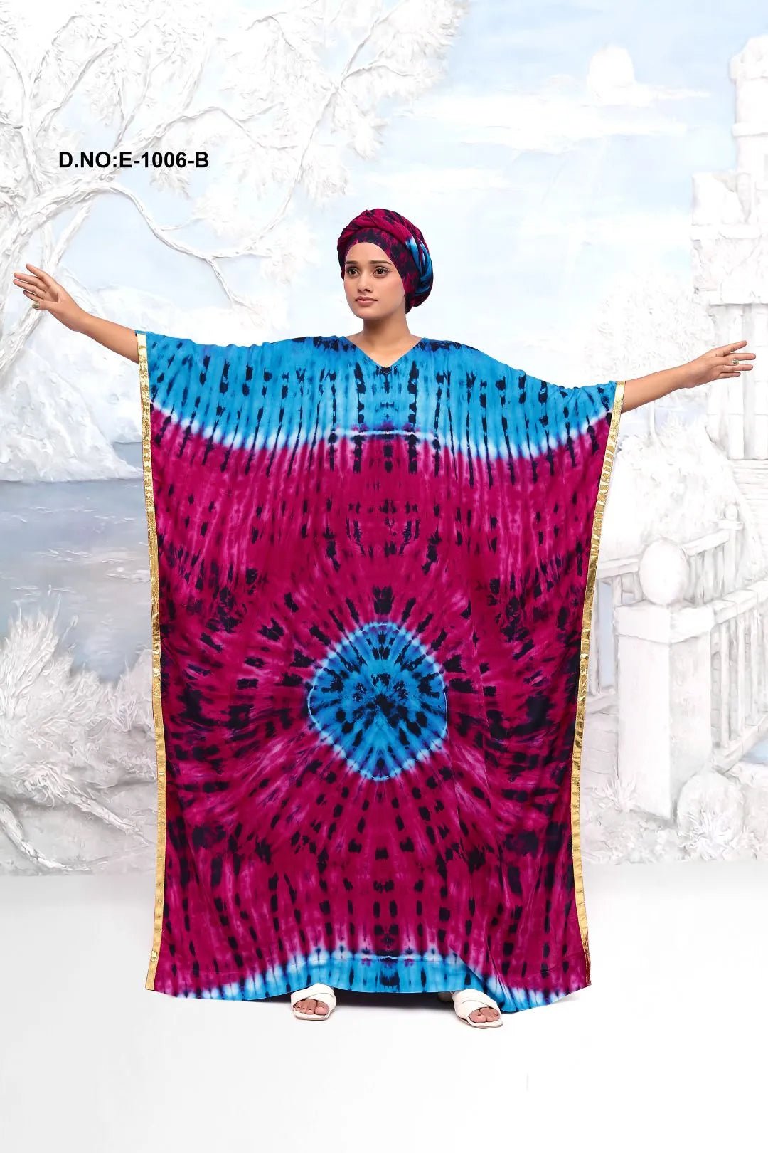 Tie - Dye Farasha Kaftan Maxi Gown For Women - غاجي والا إكسبورت Gajiwala Export