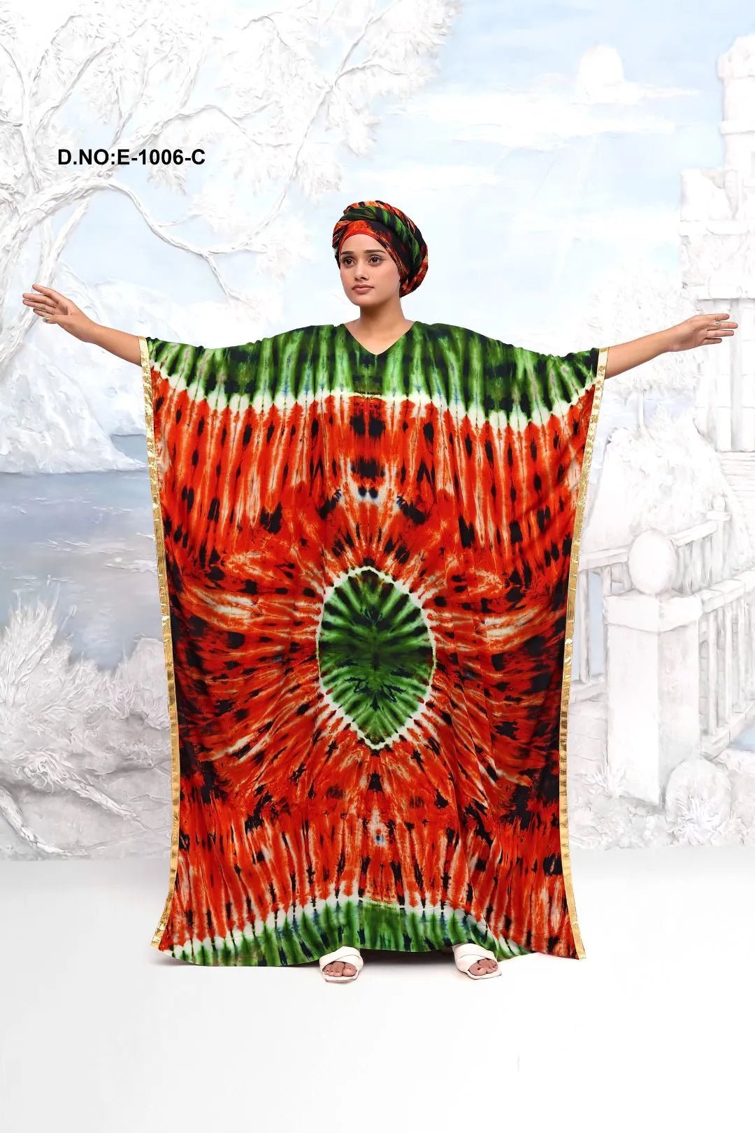 Tie - Dye Farasha Kaftan Maxi Gown For Women - غاجي والا إكسبورت Gajiwala Export