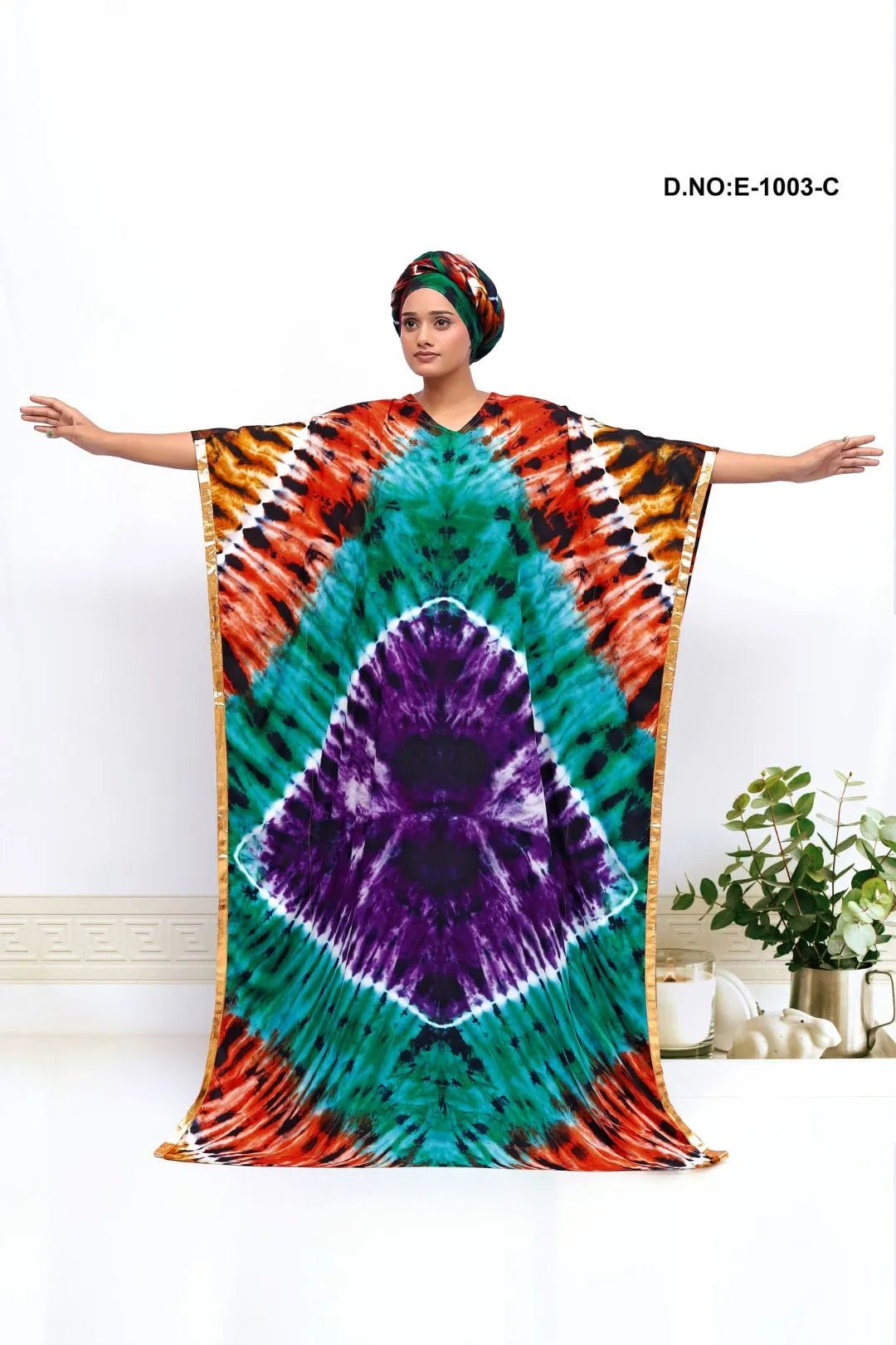 Tie - Dye Farasha With Gold Trim Detailings - غاجي والا إكسبورت Gajiwala Export