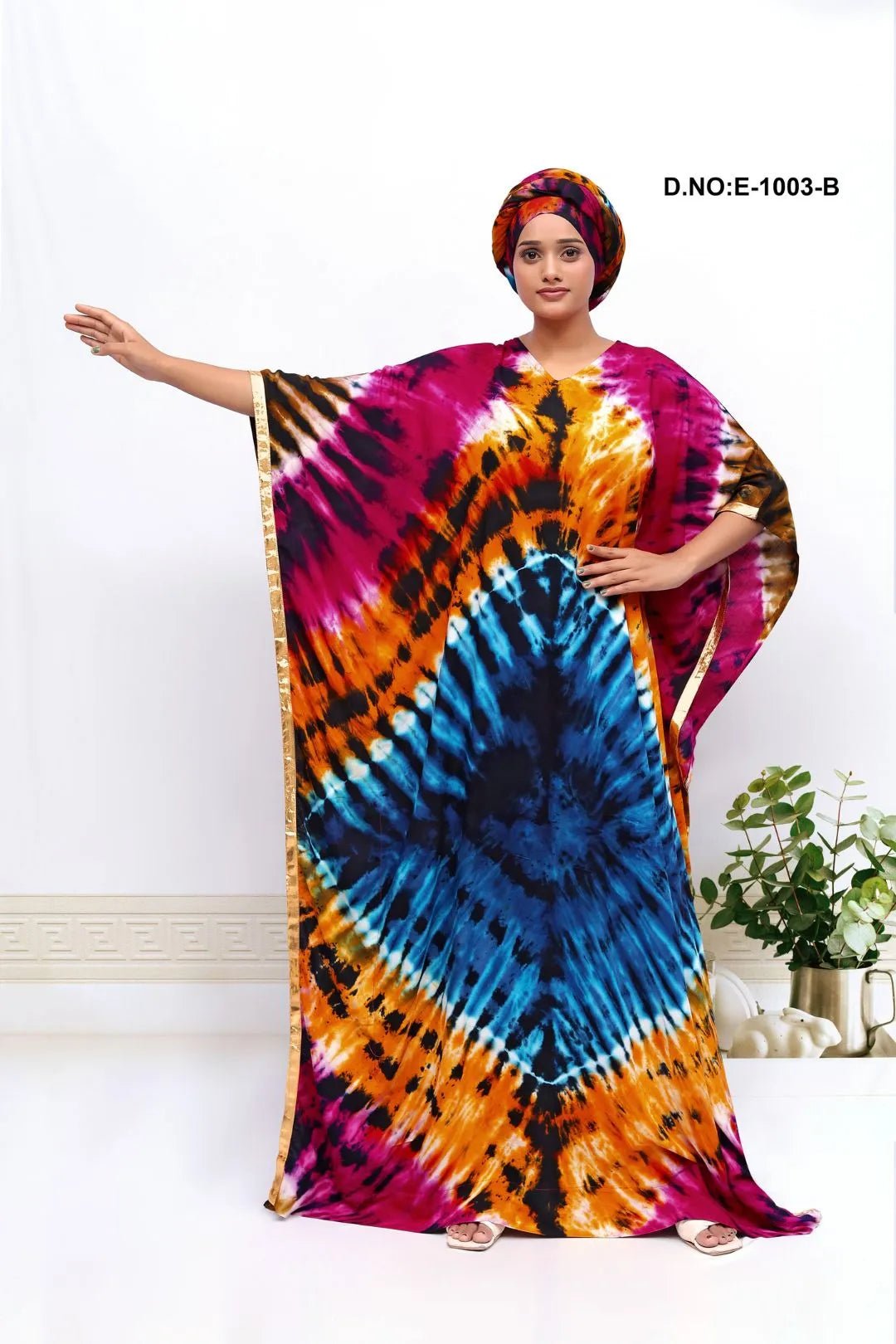 Tie - Dye Farasha With Gold Trim Detailings - غاجي والا إكسبورت Gajiwala Export