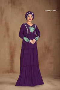 Tiered Kaftan Gown with Floral Embroidery For Women - غاجي والا إكسبورت Gajiwala Export