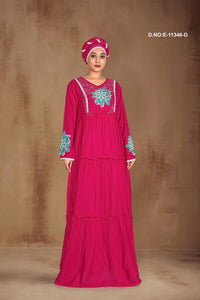 Tiered Kaftan Gown with Floral Embroidery For Women - غاجي والا إكسبورت Gajiwala Export
