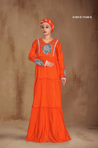 Tiered Kaftan Gown with Floral Embroidery For Women - غاجي والا إكسبورت Gajiwala Export