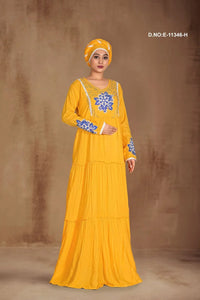 Tiered Kaftan Gown with Floral Embroidery For Women - غاجي والا إكسبورت Gajiwala Export