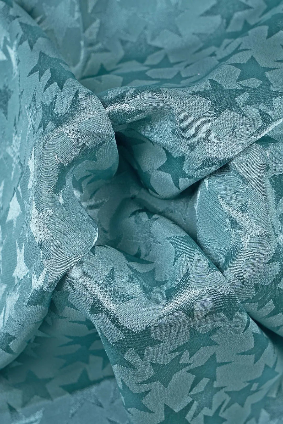 Tonal Sky Blue Star Jacquard Fabric For Women - غاجي والا إكسبورت Gajiwala Export