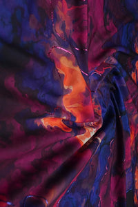 Twilight Chaos Abstract with Neon Zari Trails Fabric - غاجي والا إكسبورت Gajiwala Export