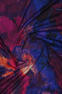 Twilight Chaos Abstract with Neon Zari Trails Fabric - غاجي والا إكسبورت Gajiwala Export