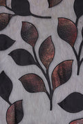 Twilight Vine Appliqué Mesh fabric  with Iridescent Metallic Leaves - غاجي والا إكسبورت Gajiwala Export