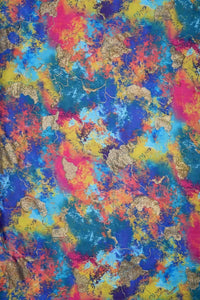 Vibrant Abstract Digital Print Fabric with Gold Leaf Foil - غاجي والا إكسبورت Gajiwala Export
