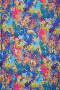Vibrant Abstract Digital Print Fabric with Gold Leaf Foil - غاجي والا إكسبورت Gajiwala Export