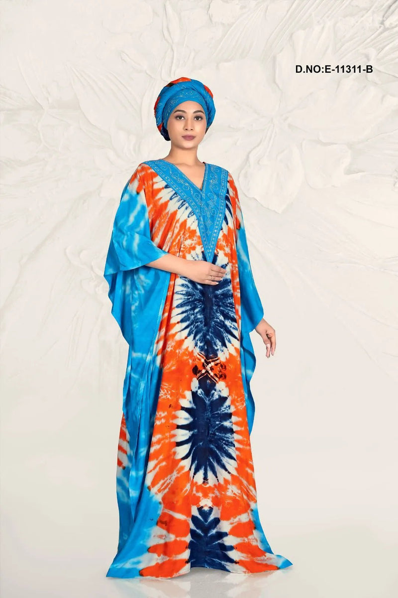 Vibrant Farasha Gown with Embroidered Yoke - غاجي والا إكسبورت Gajiwala Export