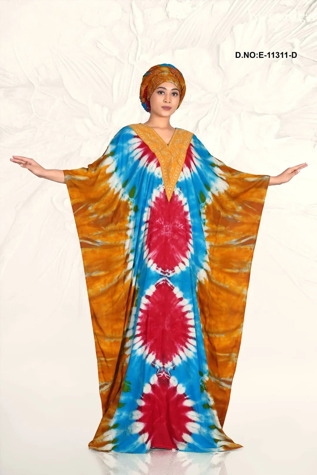 Vibrant Farasha Gown with Embroidered Yoke - غاجي والا إكسبورت Gajiwala Export