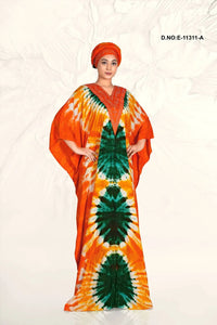 Vibrant Farasha Gown with Embroidered Yoke - غاجي والا إكسبورت Gajiwala Export