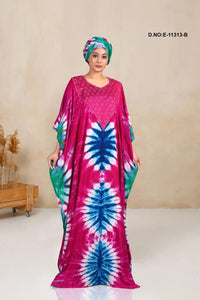 Vibrant Farasha Gown with Emerald Yoke Art - غاجي والا إكسبورت Gajiwala Export