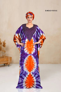 Vibrant Farasha Gown with Emerald Yoke Art - غاجي والا إكسبورت Gajiwala Export