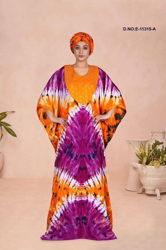Vibrant Farasha Gown with Stone Work Yoke Detail - غاجي والا إكسبورت Gajiwala Export