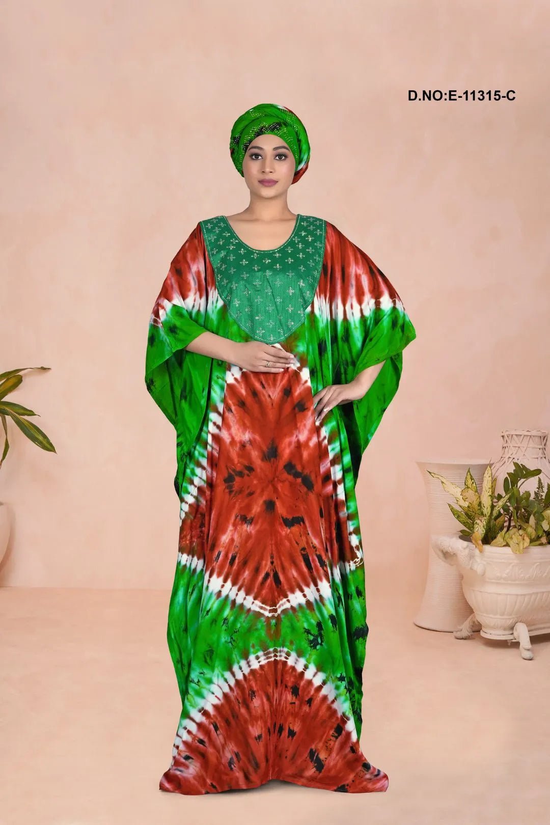 Vibrant Farasha Gown with Stone Work Yoke Detail - غاجي والا إكسبورت Gajiwala Export