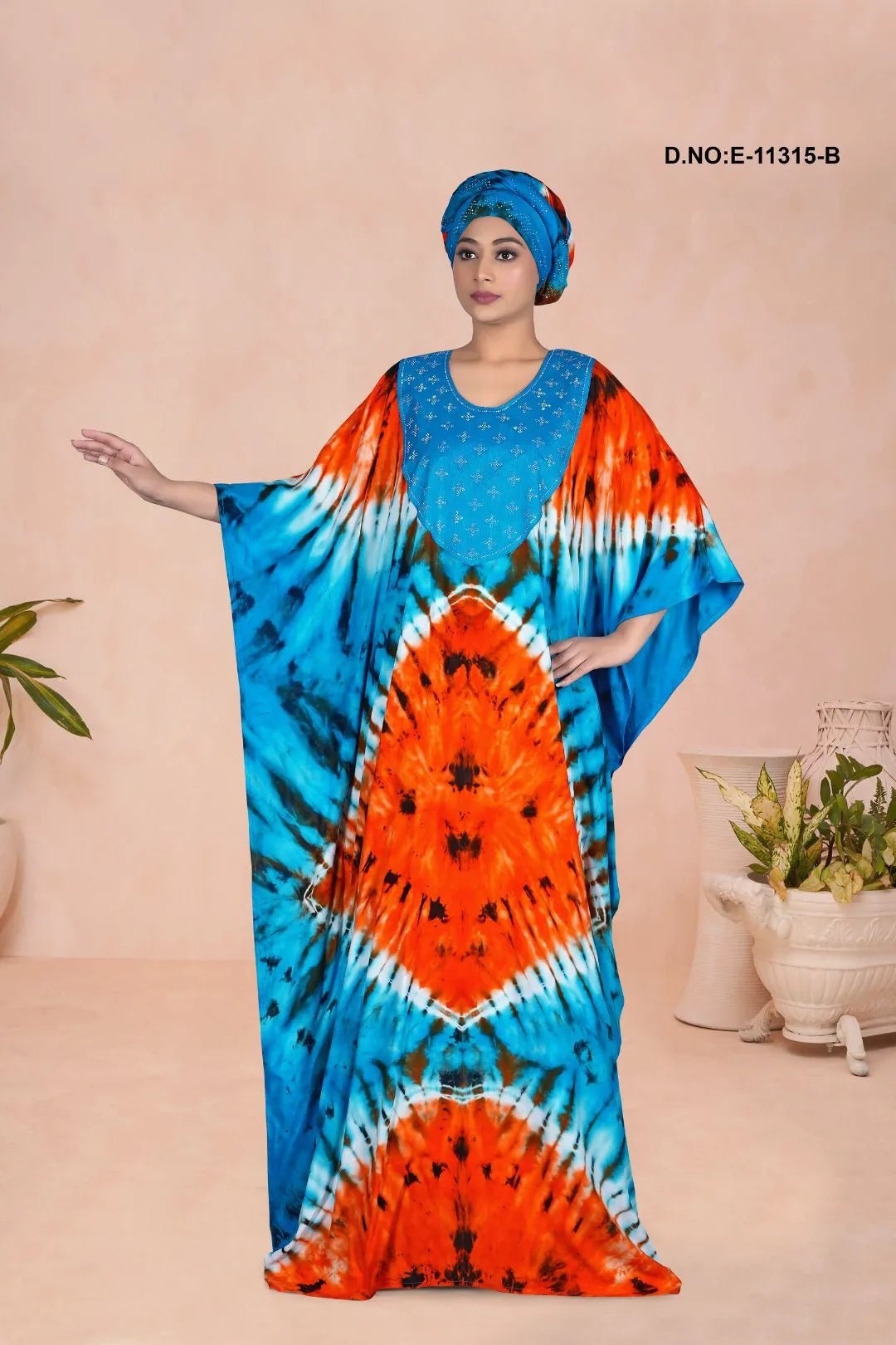 Vibrant Farasha Gown with Stone Work Yoke Detail - غاجي والا إكسبورت Gajiwala Export