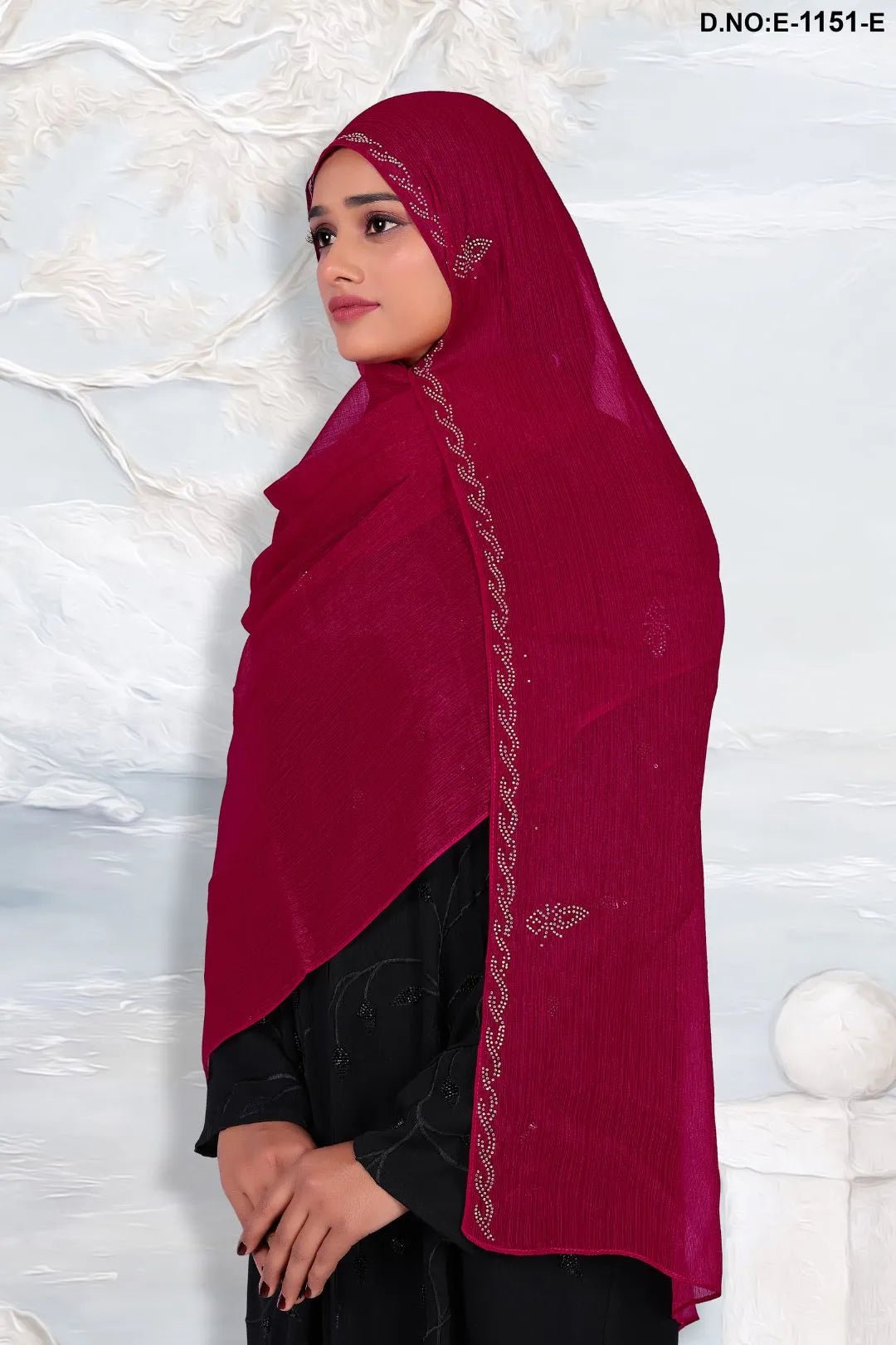 Vibrant Fuchsia Dupatta with Vertical Texture - غاجي والا إكسبورت Gajiwala Export