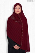 Vibrant Scarlet Pleated Dupatta with Crystal Drizzle - غاجي والا إكسبورت Gajiwala Export