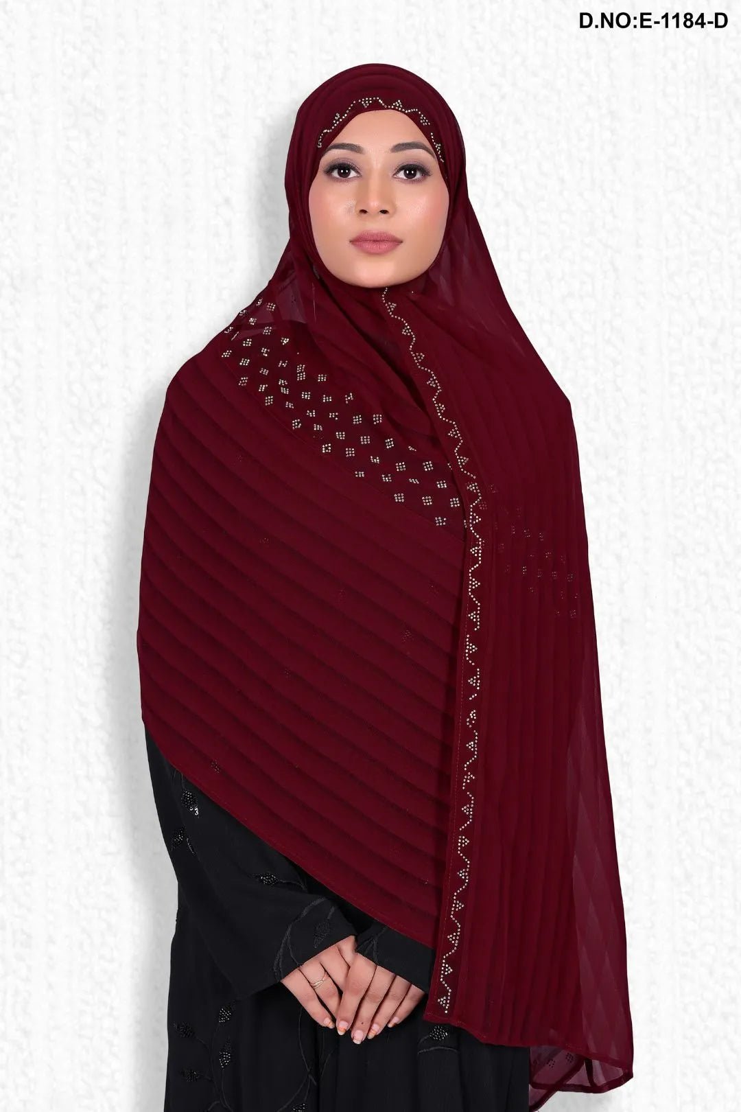 Vibrant Scarlet Pleated Dupatta with Crystal Drizzle - غاجي والا إكسبورت Gajiwala Export