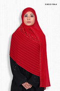 Vibrant Scarlet Pleated Dupatta with Crystal Drizzle - غاجي والا إكسبورت Gajiwala Export