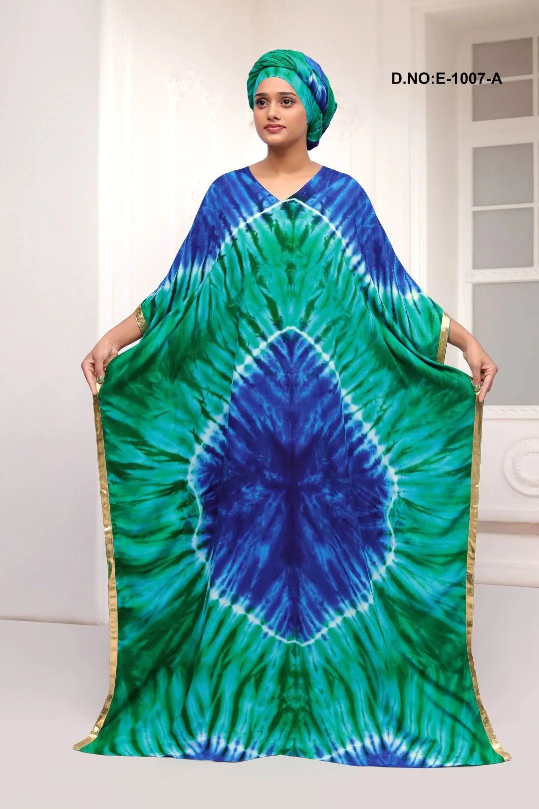 Vibrant Tie - Dye Farasha Kaftan Gown Style - غاجي والا إكسبورت Gajiwala Export