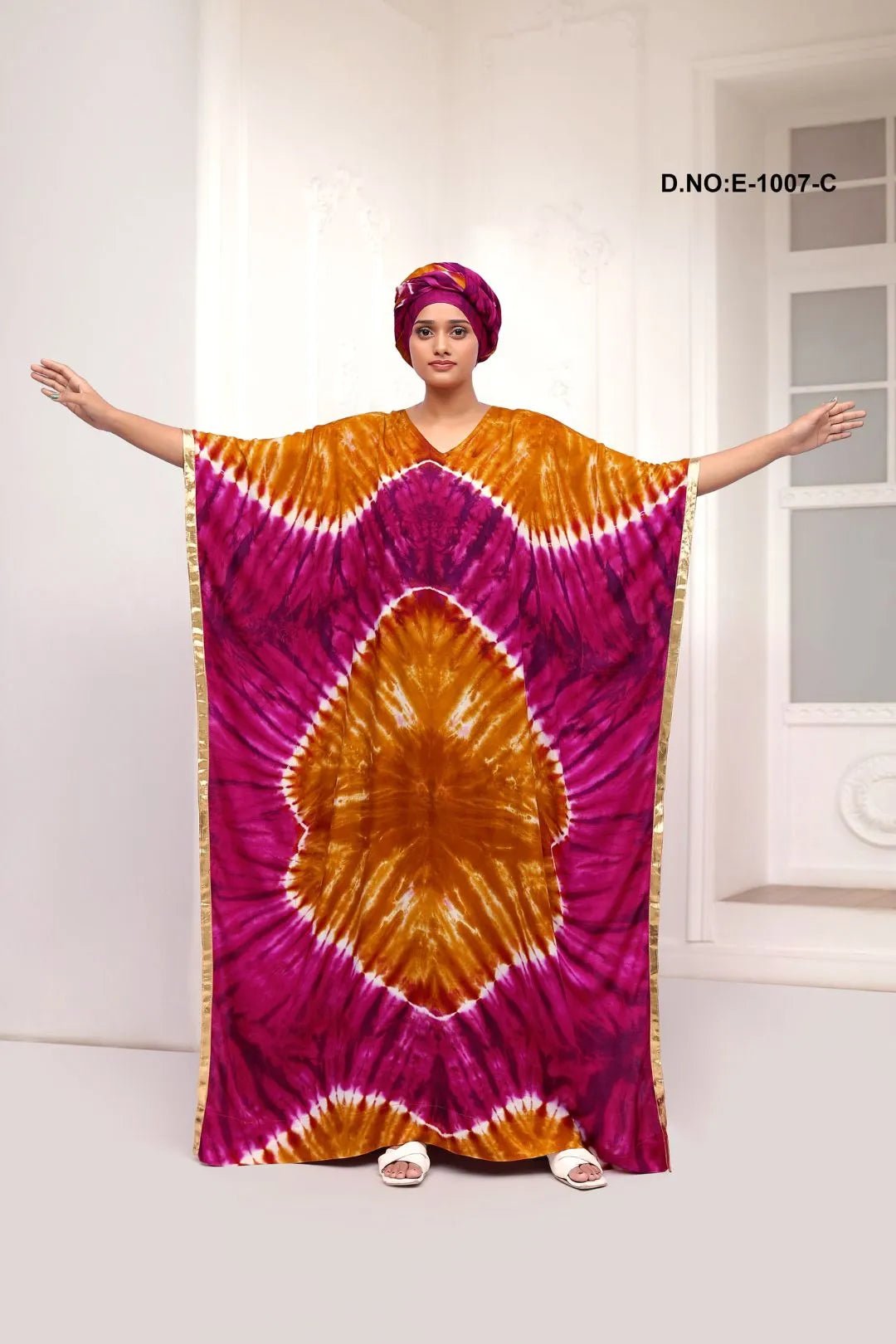 Vibrant Tie - Dye Farasha Kaftan Gown Style - غاجي والا إكسبورت Gajiwala Export
