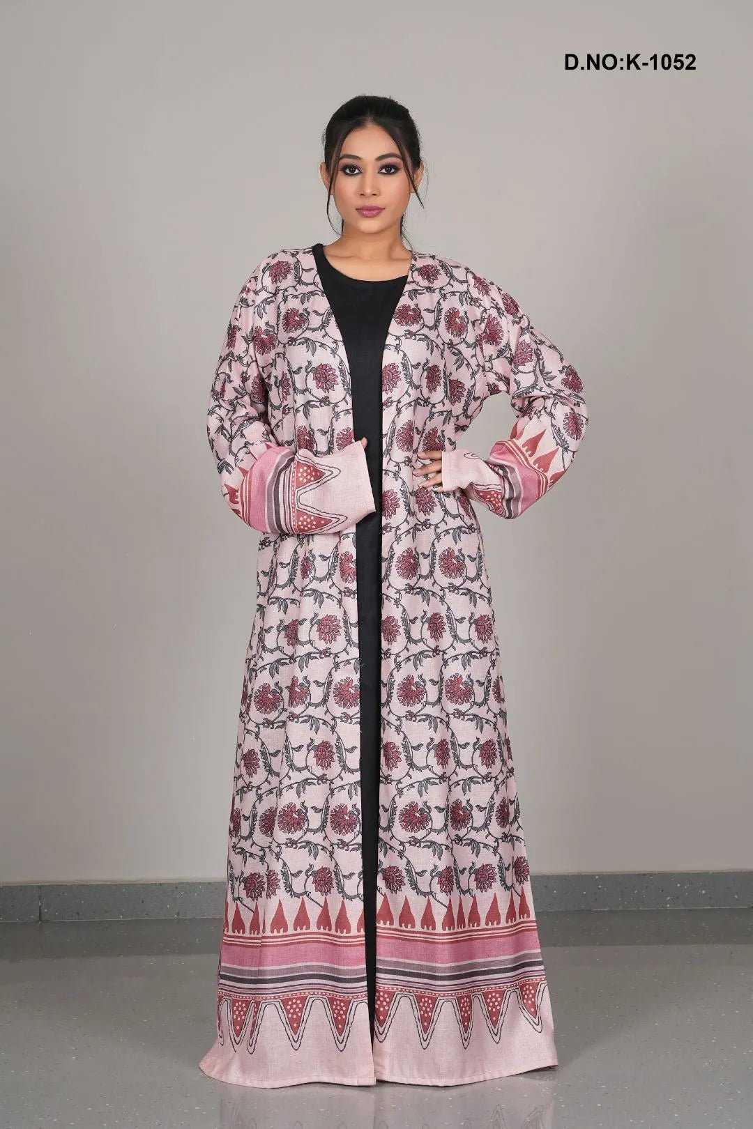 Vintage Floral Printed Long Layering Shrug