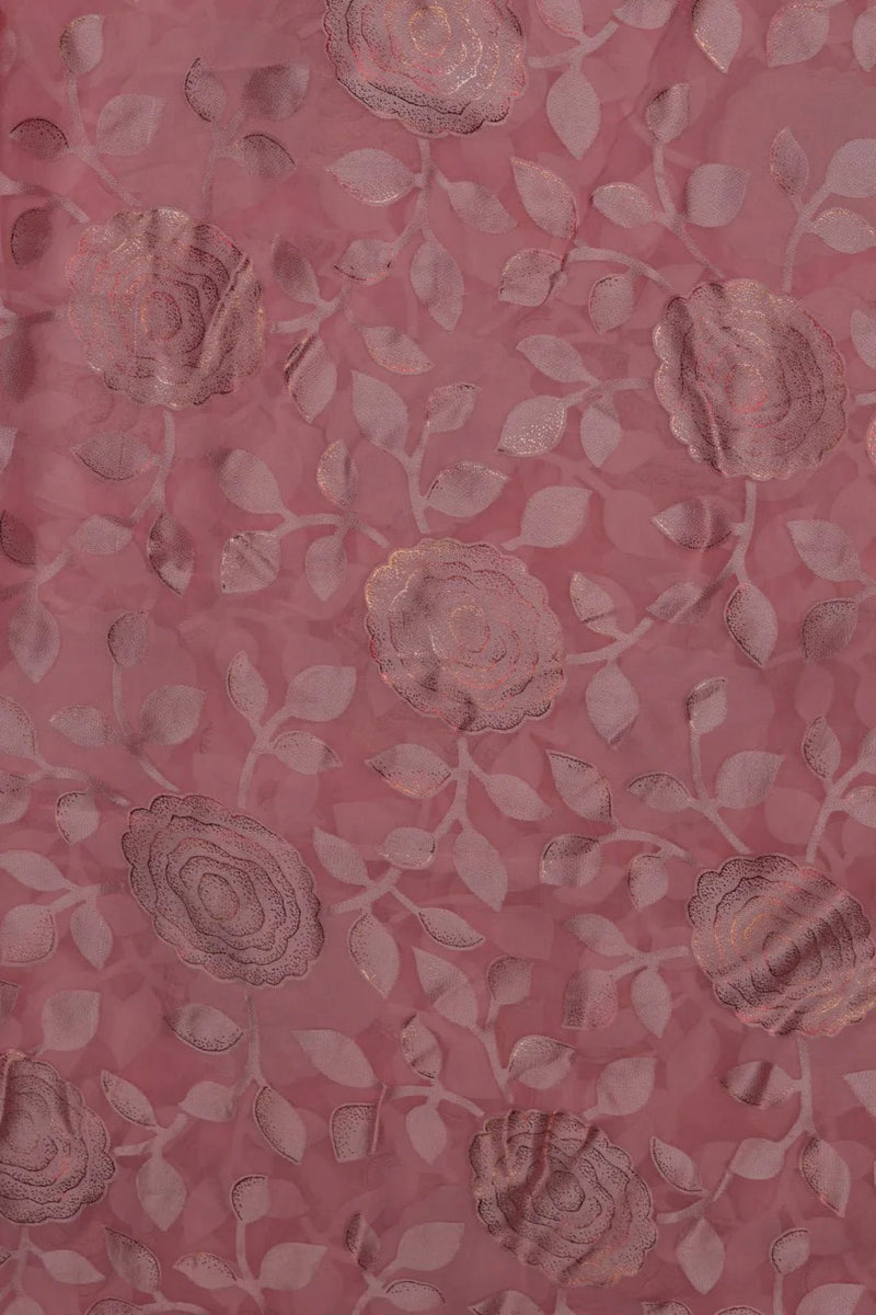 Warm Tonal Floral Brasso Fabric - غاجي والا إكسبورت Gajiwala Export