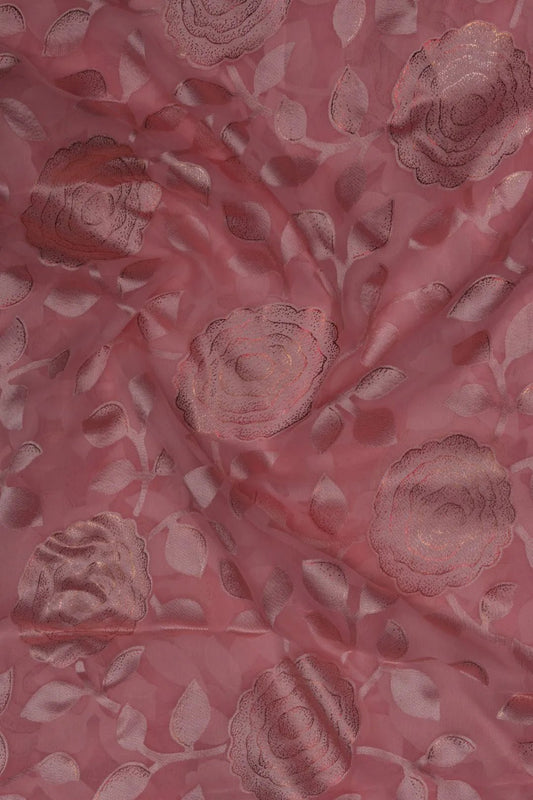Warm Tonal Floral Brasso Fabric - غاجي والا إكسبورت Gajiwala Export