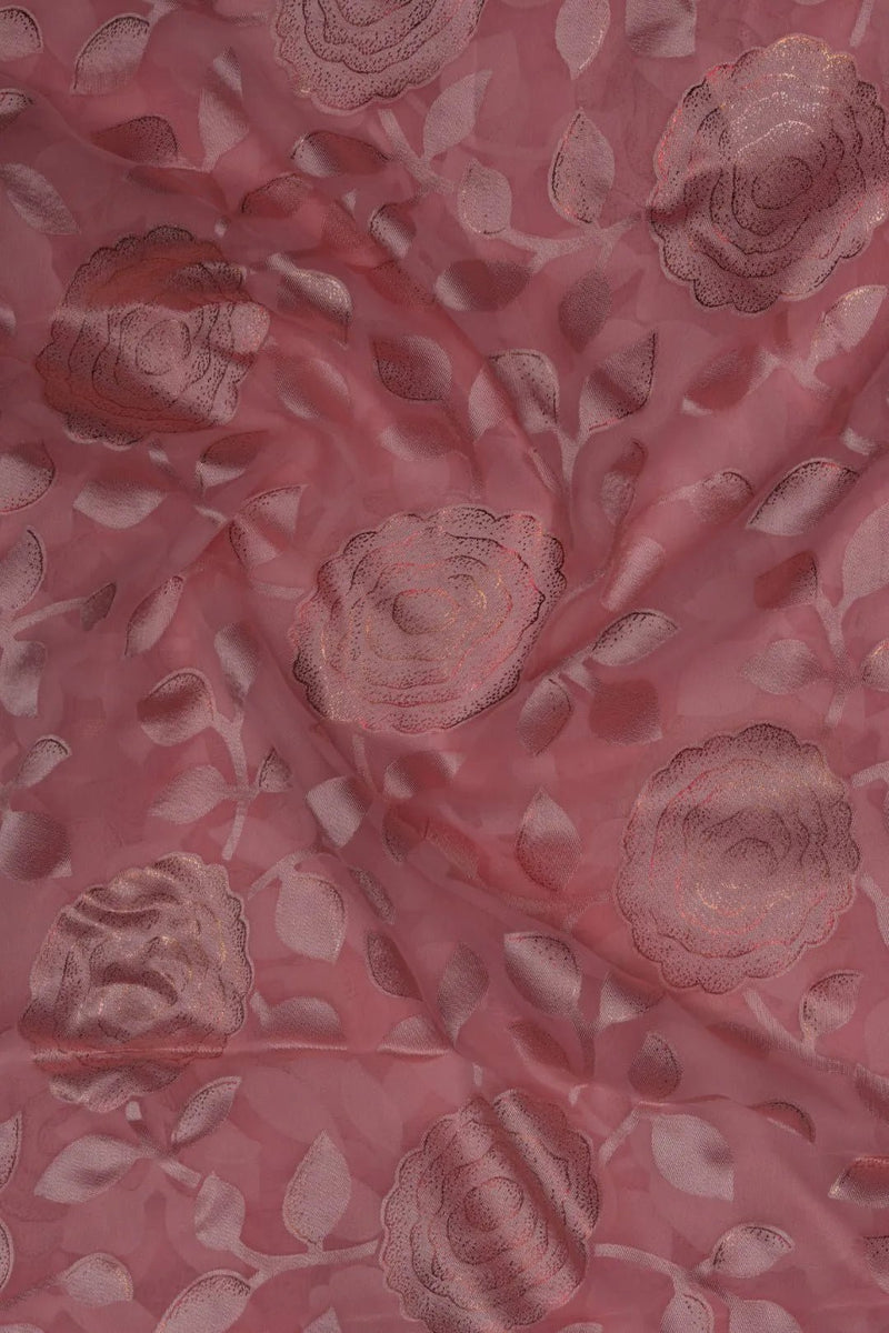 Warm Tonal Floral Brasso Fabric - غاجي والا إكسبورت Gajiwala Export