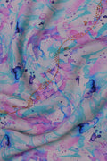 Watercolor Abstract Silk Fabric  with Crystal Detailing - غاجي والا إكسبورت Gajiwala Export