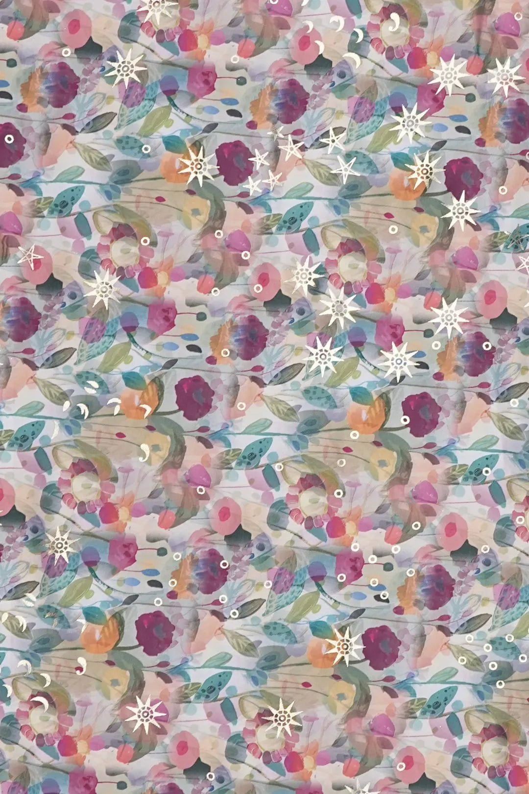 Watercolor fabric Floral Print with Gold Metallic Accents - غاجي والا إكسبورت Gajiwala Export