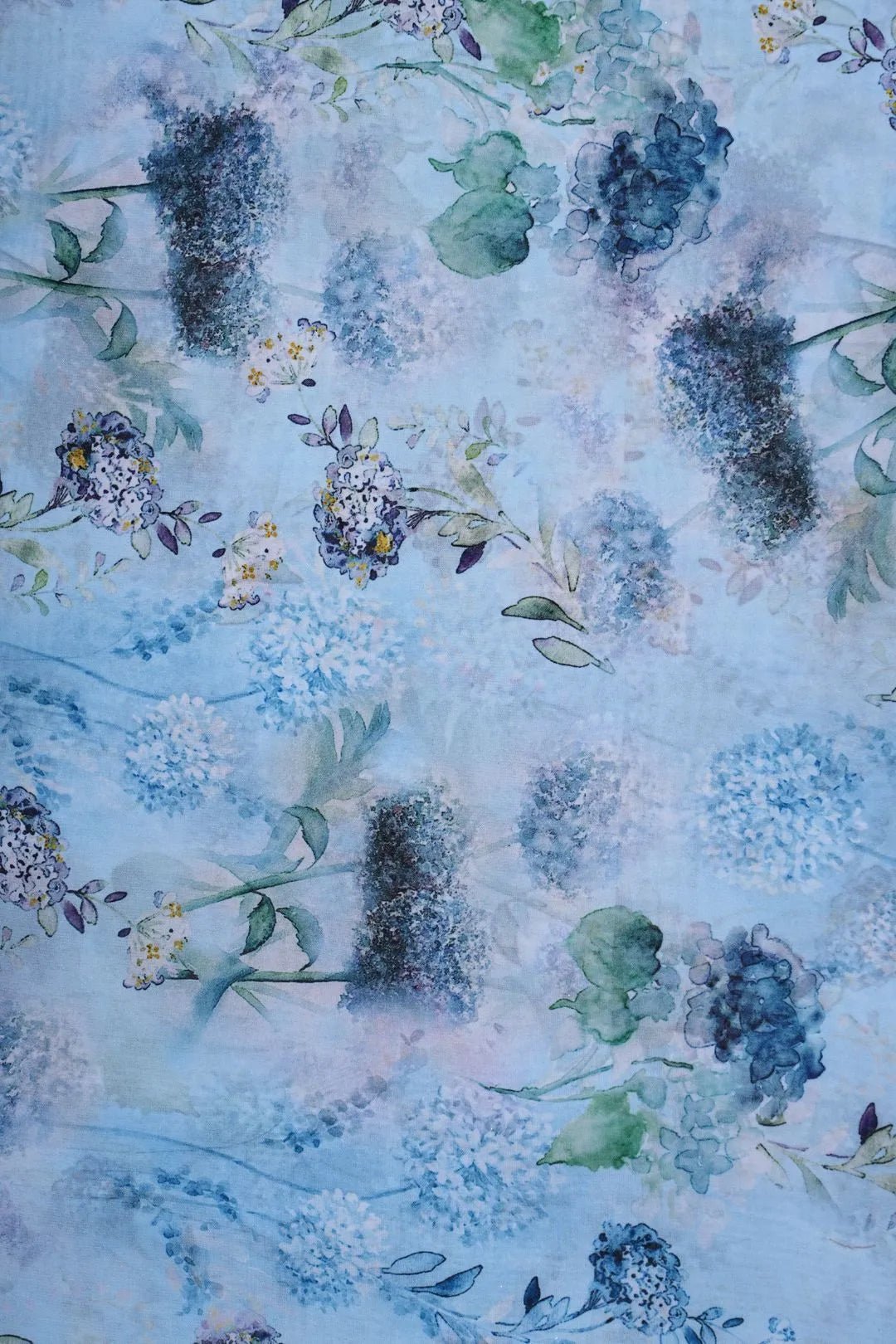 Watercolor Hydrangea Print Chiffon Fabric - غاجي والا إكسبورت Gajiwala Export