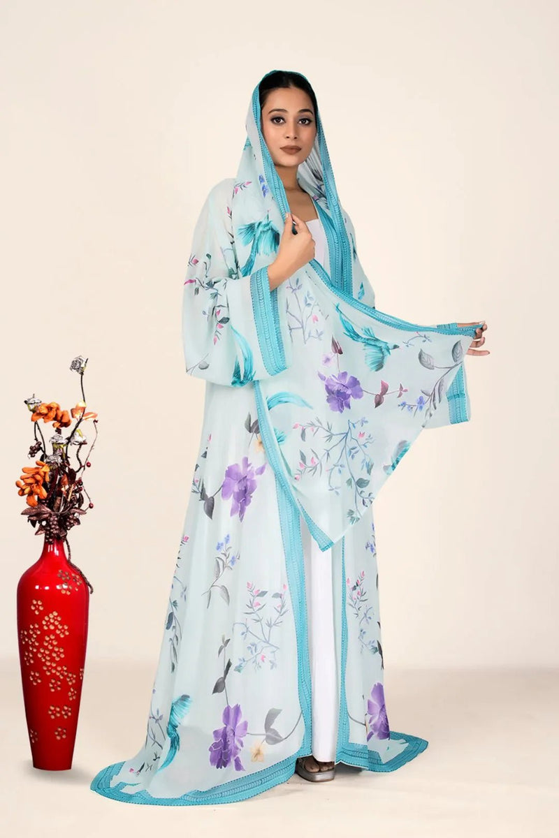 Weightless Chiffon Shrug with Bird & Floral Harmony - غاجي والا إكسبورت Gajiwala Export