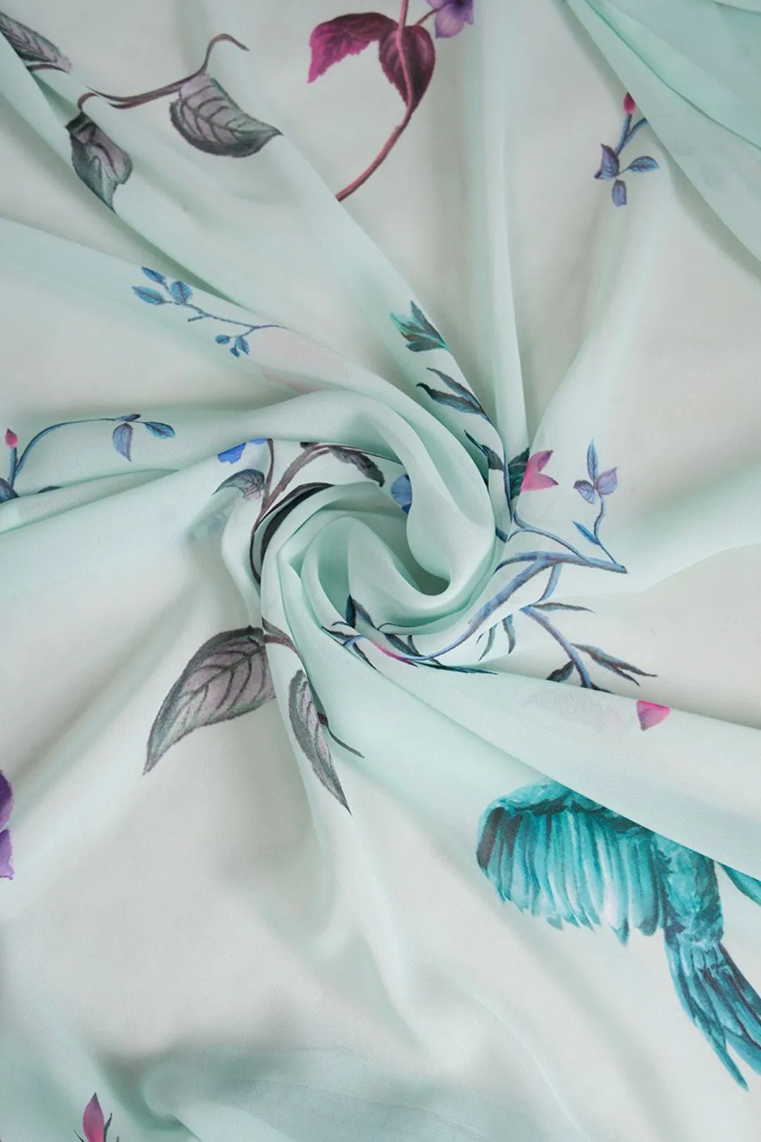 Weightless Chiffon Shrug with Bird & Floral Harmony - غاجي والا إكسبورت Gajiwala Export