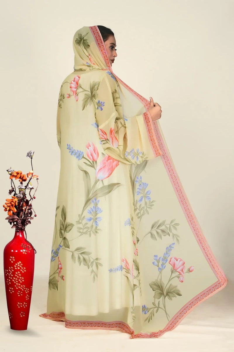 Weightless Chiffon Shrug with Floral Border - غاجي والا إكسبورت Gajiwala Export