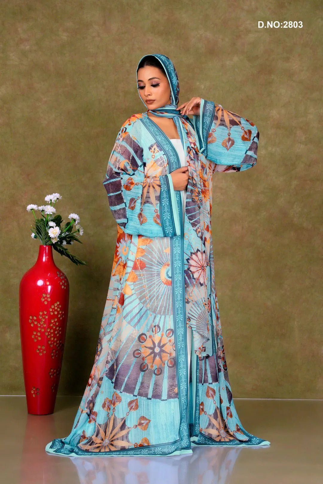 Weightless Chiffon Shrug with Geometric Florals - غاجي والا إكسبورت Gajiwala Export