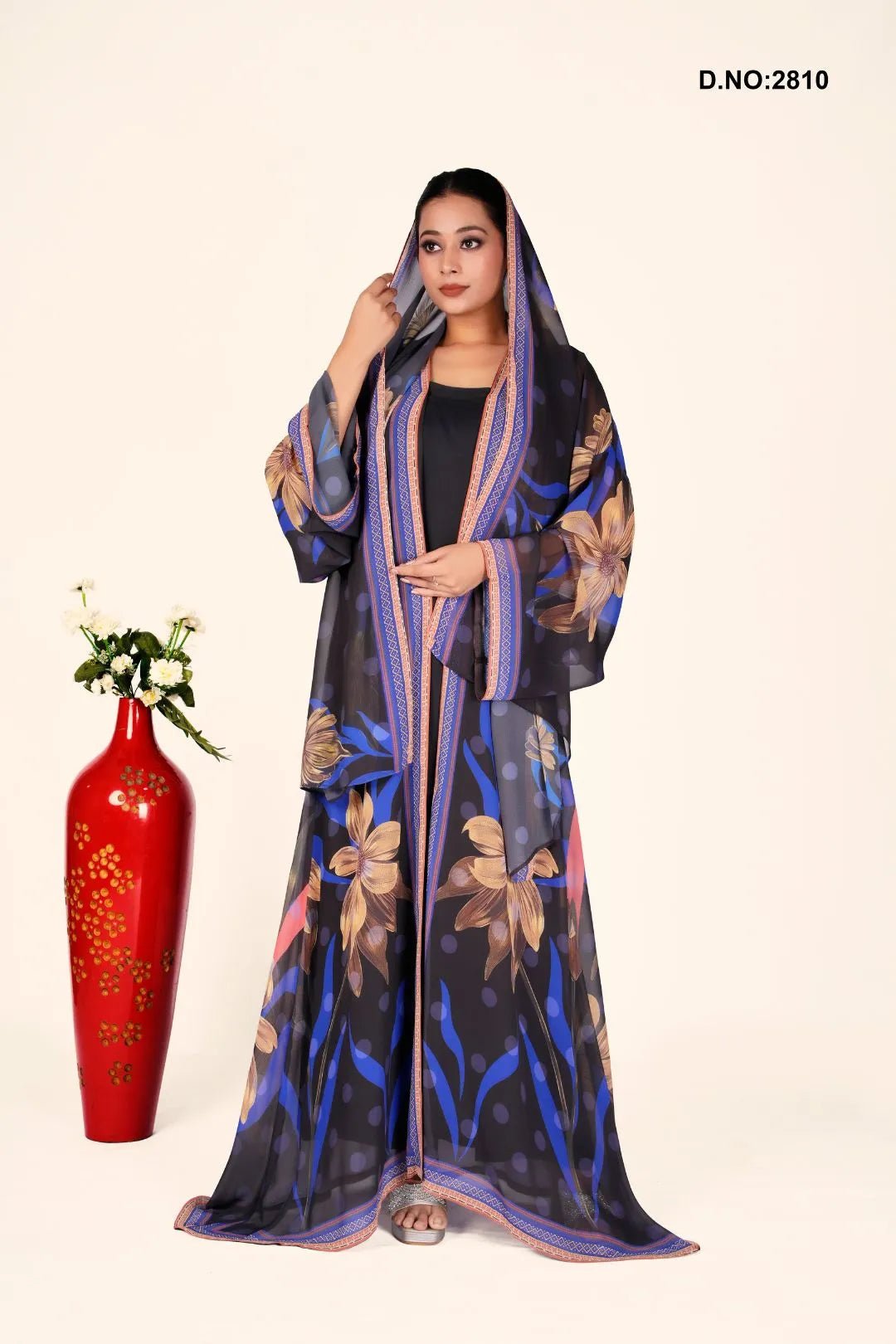 Weightless Chiffon Shrug with Gold Floral Accents - غاجي والا إكسبورت Gajiwala Export